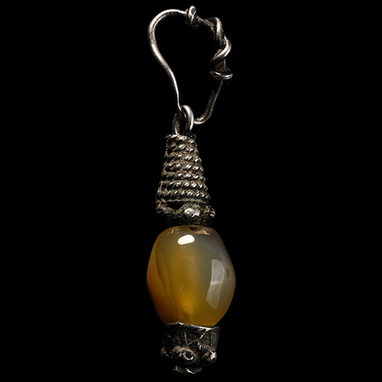 Viking Age Silver Pendant with Agate Bead