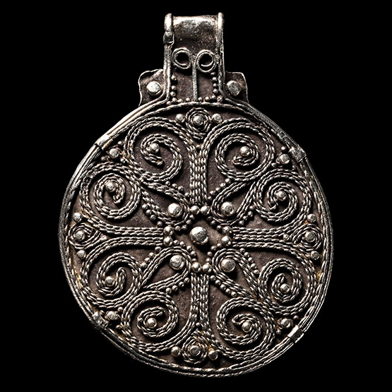 Viking Age Silver Filigree Pendant with Scroll Cross