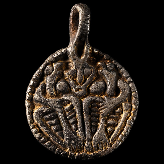 Viking Age Silver Pendant with Odin and Ravens