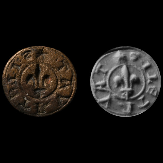 Medieval Bronze Seal Matrix with Fleur-de-Lys