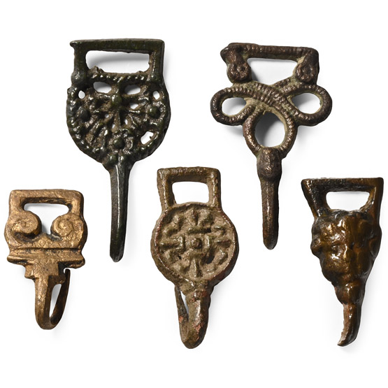 Tudor Bronze Clothes Hook Fasteners Group