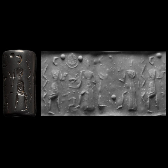 Western Asiatic Haematite Cylinder Seal with Processional Scene