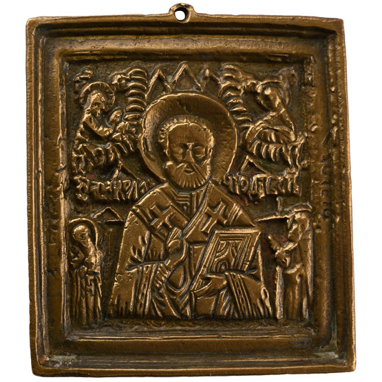 Eastern European Saint Nicholas Bronze Icon