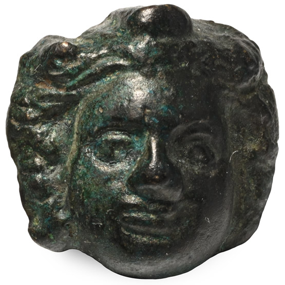 Roman Bronze Eros Head Mount