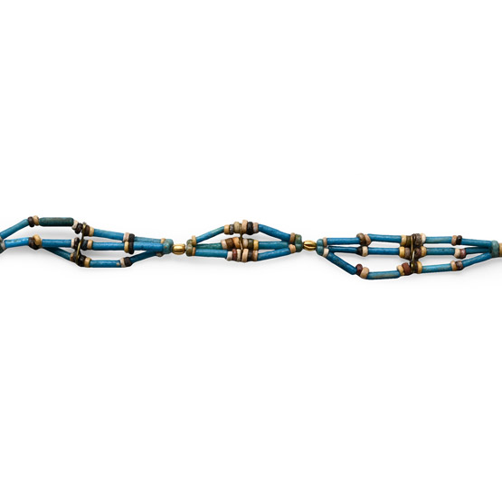 Egyptian Faience and Gold Bead Bracelet