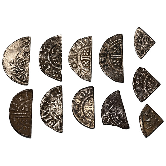 Group of Eleven [11] Medieval Hammered Cut AR Halfpennies and Farthings.