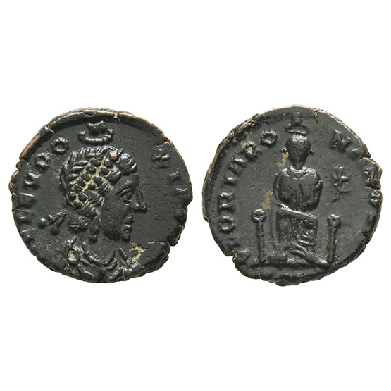 Aelia Eudoxia AE Nummus.