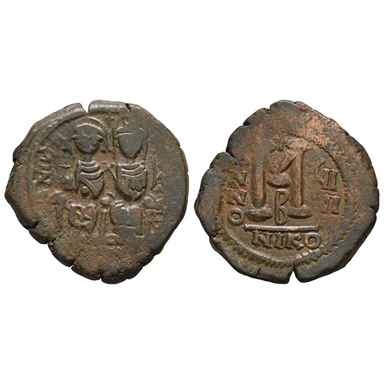 Justin II, with Sophia AE 40 Nummi or Follis.