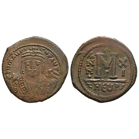 Maurice Tiberius AE 40 Nummi or Follis.