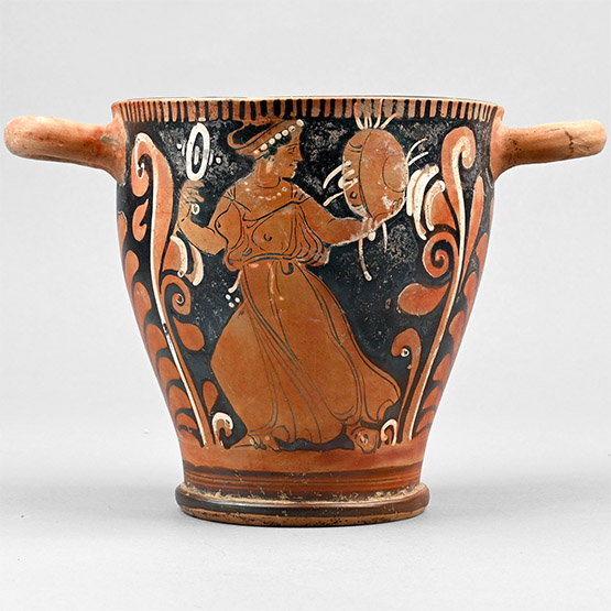 Large Greek Red-Figure Skyphos with Lady of Fashion