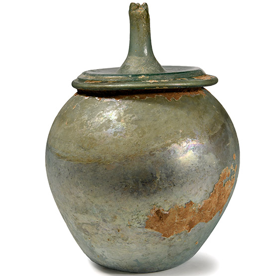 Large Roman The Sangiorgi Pale Green Glass Cinerary Urn
