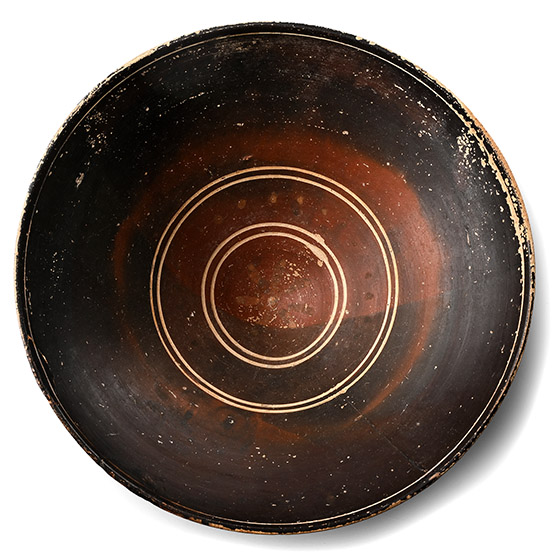 Large Greek Terracotta Deep Glazed Bowl