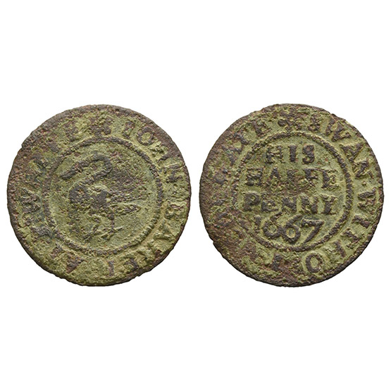 England. London, John Baker of the White Swan without Moorgate AE Halfpenny Token.