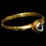 English Medieval - Gold Inscribed Ring with Sapphire