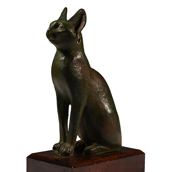 Egyptian Style Cat on Wooden Base