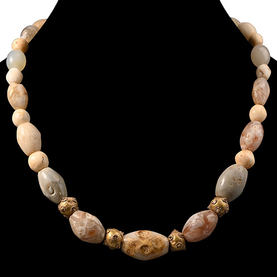 Western Asiatic Agate and Gold Bead Necklace