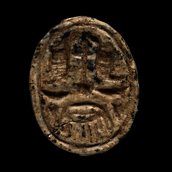 Egyptian Faience Scarab with Hieroglyphs