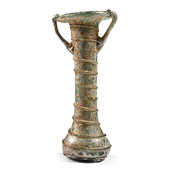 Roman Iridescent Glass Cosmetic Flask with Spiral Trail
