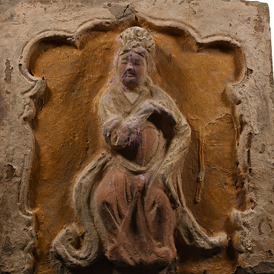 Chinese Song Wall Tile with Handprint Signature
