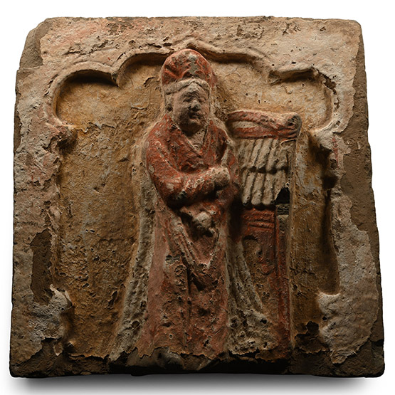 Chinese Song Terracotta Tile with Handprint Signature to Verso