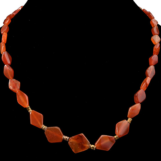 Western Asiatic Carnelian and Gold Bead Necklace
