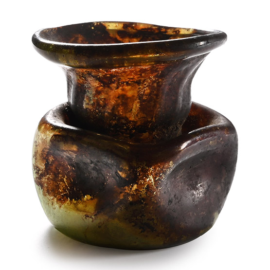 Byzantine Square Green Glass Flask
