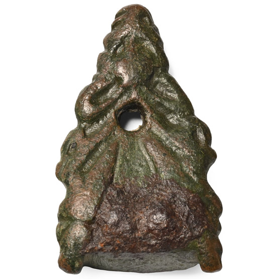 Anglo-Scandinavian Viking Bronze Stirrup Apex Mount with Beast Heads