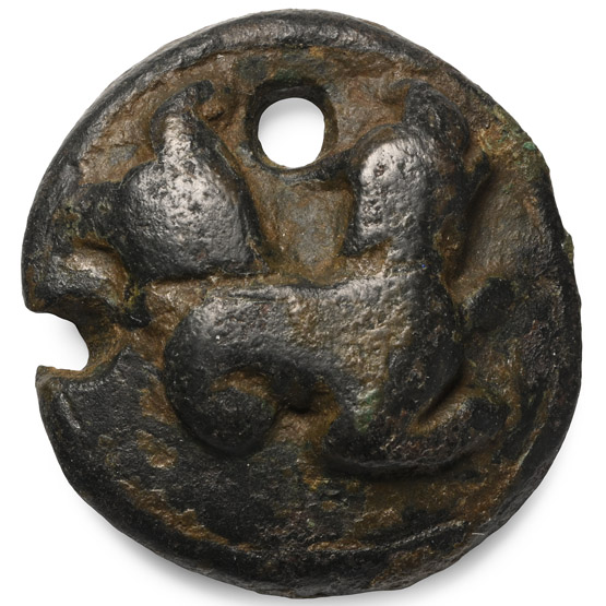 Medieval Heavy Bronze Roundel with Dog