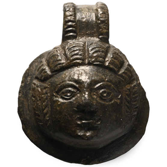 Roman Bronze Bowl Mount with Face