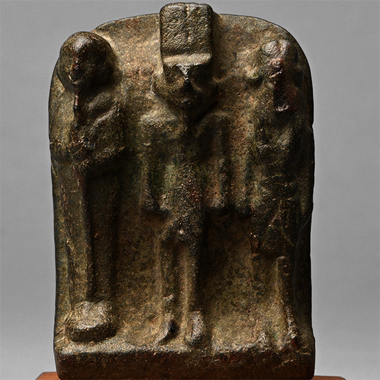 Egyptian Faience Ptah, Amun-Ra and Ra-Horakhty Triad Amulet