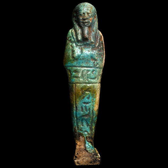 Egyptian Faience Shabti with Hieroglyphics