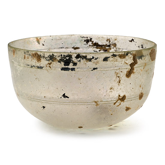 Roman Wheel-Cut Clear Glass Bowl