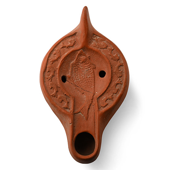 Late Roman Terracotta Lamp with Christian Fish