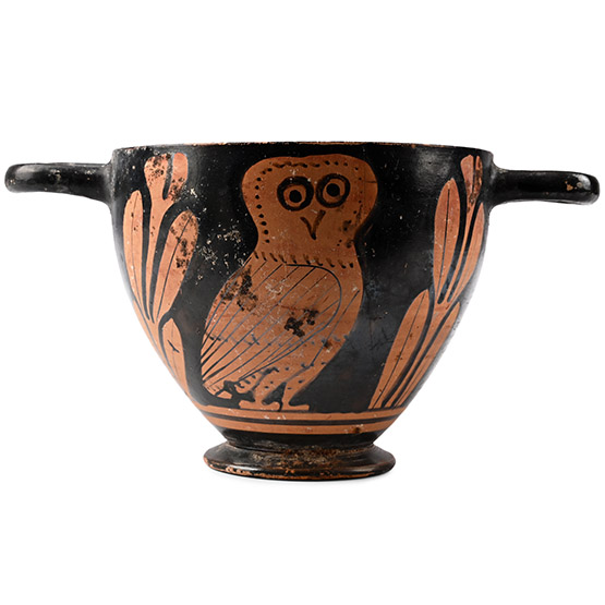 Greek Red-Figure Owl Skyphos