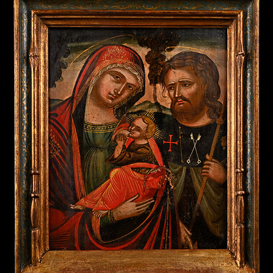 Veneto-Cretan Icon of Marcia Lactans with St Rock