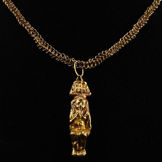 Egyptian Gold Necklace with Harpocrates Pendant