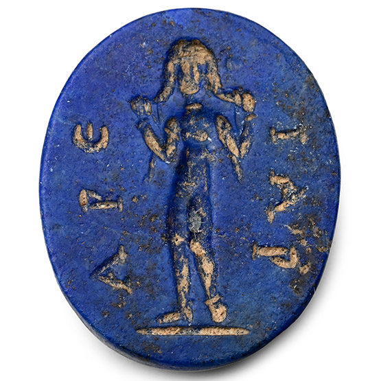 Roman Lapis Lazuli Gnostic Gemstone with Aphrodite Anadyomene