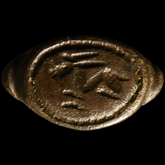 Eastern Roman Bronze Ring with Ibex