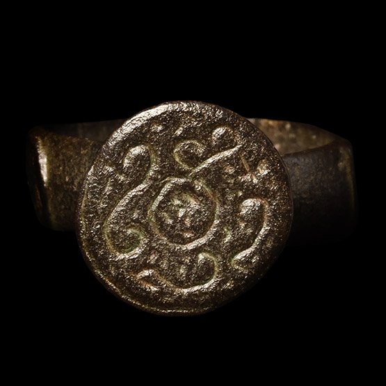Byzantine Bronze Ring with Scrolls