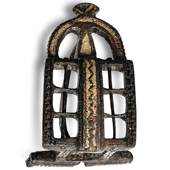 Roman Enamelled Bronze Openwork Camp Gate Plate Brooch