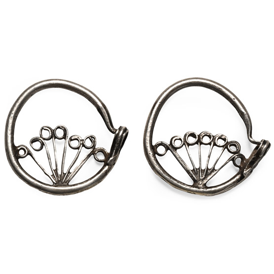Indian Silver Peacocks Tail Earring Pair