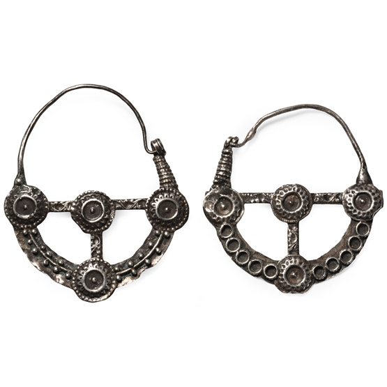 Uzbek Silver Earring Pair