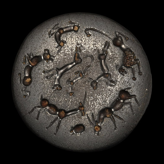 Hittite Haematite Stamp Seal with Animals
