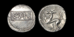 Ancient Iron Age Celtic Coins - Catuvellauni - Cunobelin - Variant Hunting Dog Silver Unit