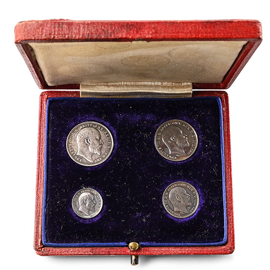 Great Britain. Saxe-Coburg-Gotha, Edward VII AR Maundy Money Set.