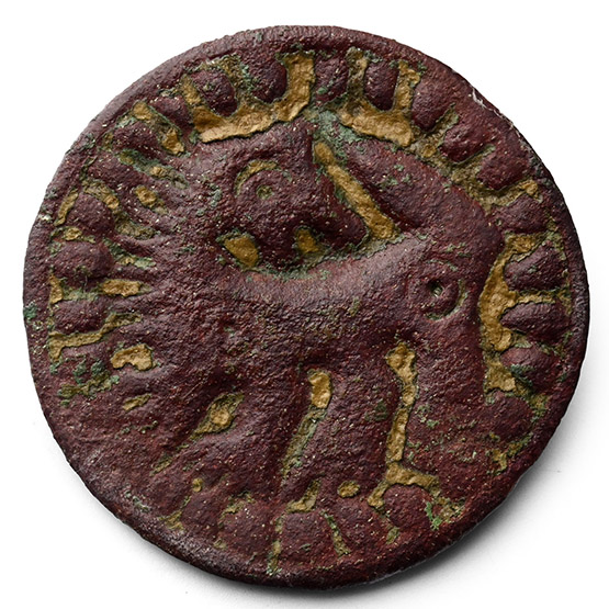 Anglo-Saxon Bronze Disc Brooch with Beast Facing Back
