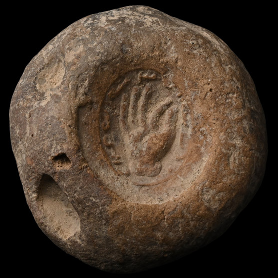 Sasanian Clay Bulla From a Sealed Document with Hand Impression