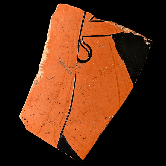 Greek Attic Red-Figure Fragment Depicting an Erect Phallus