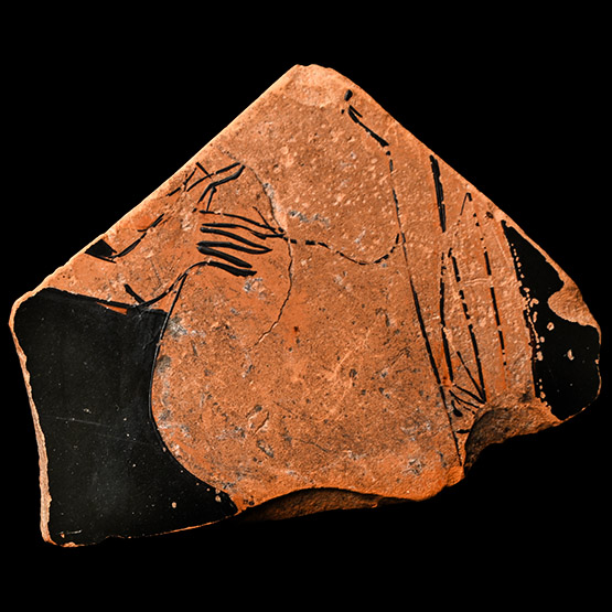 Greek Attic Red-Figure Fragment Depicting a Nude Hero