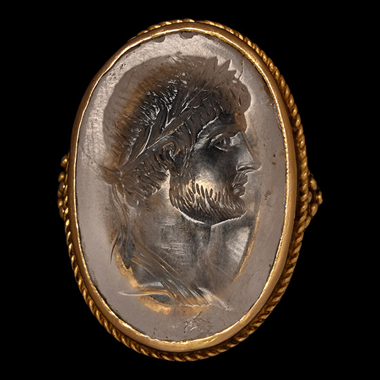 Post-Classical Rock Crystal Gemstone with Bust of the Emperor Hadrian